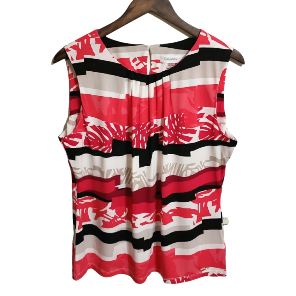Calvin Klein Sleeveless Top Keyhole Back Closure Women's Size Large